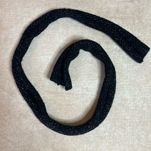 Long Skinny Scarf Vintage Y2K Black with Gold Sparkle